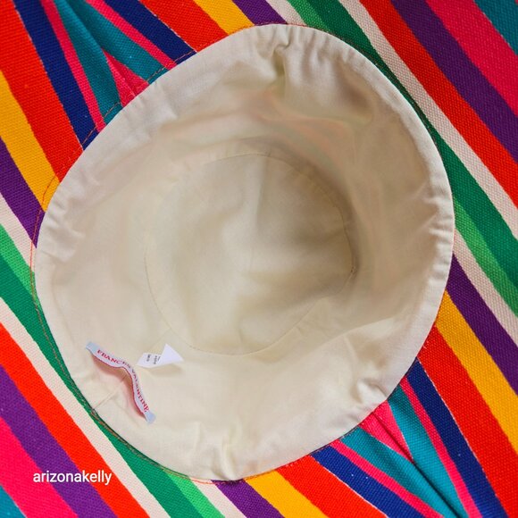 NWOT Frances Valentine Canvas Fringe Hat Cotton Stripe - Picture 6 of 7